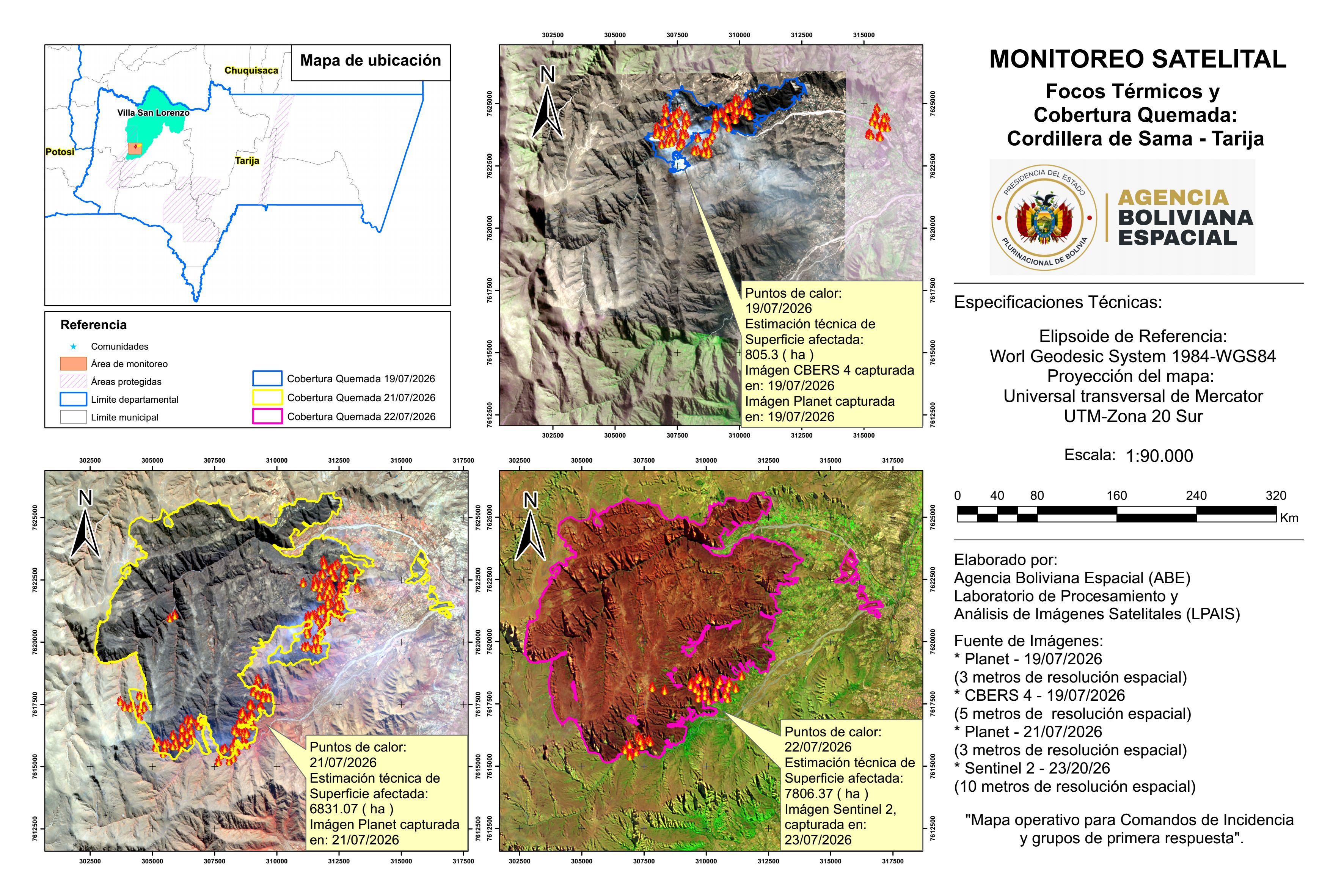Cordillera Sama Evolución de area quemada
